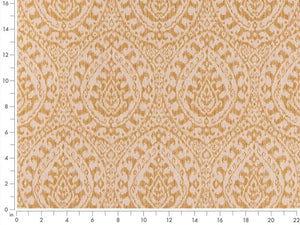 Heavy Duty Mustard Gold Cream Ikat Medallion Upholstery Fabric
