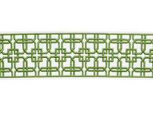 Load image into Gallery viewer, White Green Geometric Embroidered Drapery Tape Trim