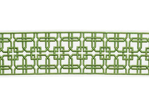 White Green Geometric Embroidered Drapery Tape Trim