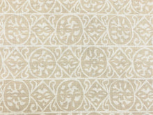 Load image into Gallery viewer, 1.25 Yds Marika Meyer Pompeii 26 Oyster Linen Beige Off White Medallion Print Upholstery Drapery Fabric