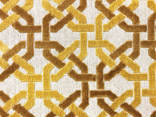 Load image into Gallery viewer, Cowtan + Tout Beverly Ochre Beige Mustard Gold Trellis Geometric Epingle Velvet Upholstery Fabric STA 974