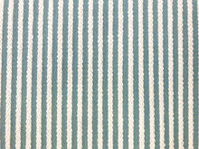 Load image into Gallery viewer, Designer Water &amp; Stain Resistant Aqua Blue Cream Nautical Stripe Upholstery Fabric