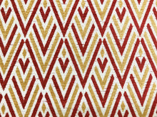 Load image into Gallery viewer, Maxwell Fabrics Quake Meteor Geometric Rusty Red Mustard Yellow Beige Performance Upholstery Drapery Chenille Fabric