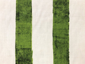 C&C Milano Ombrellone Giada Linen Ivory Lime Green Stripe Printed Upholstery Drapery Fabric