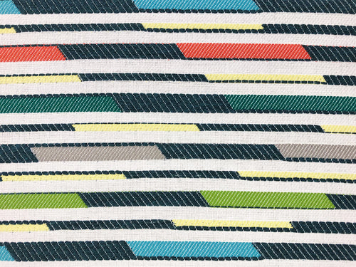 Indoor Outdoor Water & Stain Resistant White Emerald Green Orange Coral Yellow Grey Geometric Abstract Upholstery Drapery Fabric