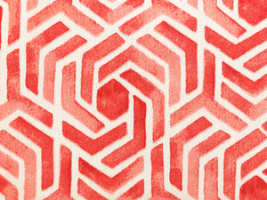 Raymond Waites for Mill Creek Coral Red White Geometric Abstract Cotton Drapery Fabric
