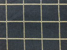 Load image into Gallery viewer, Reversible Designer Navy Blue Beige Woven Check Plaid Geometric Upholstery Drapery Fabric