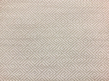Load image into Gallery viewer, Designer Indoor Outdoor Water Resistant Cream Beige Geometric Greek Key Diamond Upholstery Fabric