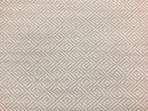 Designer Indoor Outdoor Water Resistant Cream Beige Geometric Greek Key Diamond Upholstery Fabric