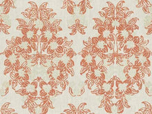 Load image into Gallery viewer, Ivory Orange Terracotta Beige Floral Medallion Linen Drapery Fabric