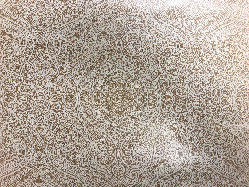 1.5 Yds Lavender Lilac Brown Cowboy Floral Print Faux Leather Upholstery Vinyl