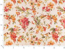 Load image into Gallery viewer, Cream Orange Green Red Bird Floral Upholstery Drapery Fabric