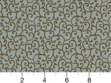 Load image into Gallery viewer, Seafoam Blue Brown Olive Swirl Upholstery Drapery Fabric