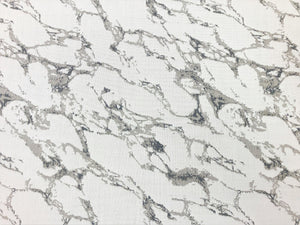 Reversible Water & Stain Resistant Indoor Outdoor Marbled Denim Blue Grey Off White Upholstery Drapery Fabric