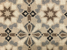 Load image into Gallery viewer, Lewis &amp; Wood Conway Birch Linen Blend Mosaic Medallion Gray Brown Steel Blue Beige Geometric Moroccan Water &amp; Stain Resistant Upholstery Drapery Fabric