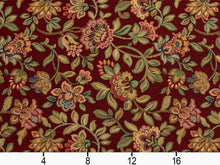 Load image into Gallery viewer, Heavy Duty Jacobean Floral Tapestry Burgundy Sage Green Pink Teal Upholstery Fabric