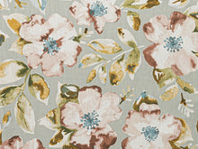 Load image into Gallery viewer, Antique Aqua Seafoam Blue Brown Green Cream Floral Upholstery Drapery Fabric