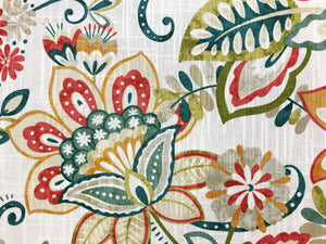 Mill Creek Enya Opal Ivory Teal Green Red Yellow Lime Beige Floral Upholstery Drapery Fabric