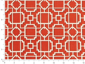 Heavy Duty Orange Ivory Brown Geometric Trellis Upholstery Drapery Fabric