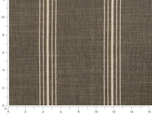 Load image into Gallery viewer, Crypton Water &amp; Stain Resistant Nautical Stripe Dark Greige Light Cream Upholstery Fabric