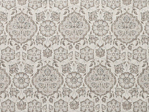 Cream Grey Charcoal Floral Moorish Medallion Upholstery Drapery Fabric