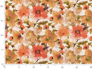 Diversitex Kingsway Green Ivory Orange Brown Floral Upholstery Drapery  Fabric