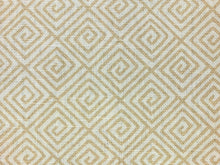 Load image into Gallery viewer, Schumacher Greek Key Hand Printed Beige Sand Ivory Cotton Linen Geometric Upholstery Drapery Fabric