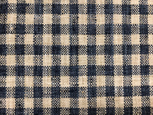 Load image into Gallery viewer, Pindler and Pindler Dodson Lakeland Faux Linen Ecru Neutral Beige Navy Blue Woven Check Plaid Upholstery Drapery Fabric