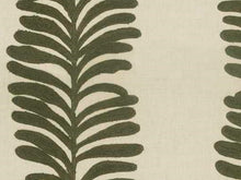 Load image into Gallery viewer, Cotton Linen Ivory Forest Green Botanical Floral Embroidered Drapery Fabric