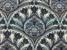 Load image into Gallery viewer, Tommy Bahama Crescent Beach Riptide Navy Blue Aqua Ivory Floral Medallion Outdoor Fabric