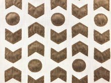 Load image into Gallery viewer, 1.3 Yard Zinc Textiles Arrowhead Tobacco Salamander Beige Brown Ivory Suede Applique Tribal Ethnic Upholstery Drapery Fabric