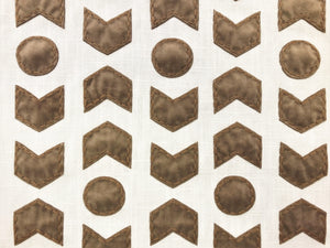 1.3 Yard Zinc Textiles Arrowhead Tobacco Salamander Beige Brown Ivory Suede Applique Tribal Ethnic Upholstery Drapery Fabric