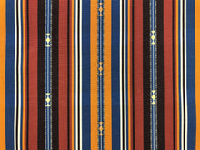 Load image into Gallery viewer, 1.5 Yds Water &amp; Stain Resistant Blue Brown Black Beige Orange Rusty Red Embroidered Stripe Upholstery Drapery Fabric