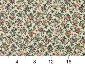 Heavy Duty Abstract Floral Tapestry Navy Blue Pink Plum Purple Peach Green Ivory Upholstery Fabric