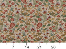 Load image into Gallery viewer, Heavy Duty Abstract Floral Tapestry Cranberry Red Emerald Green Mustard Beige Periwinkle Upholstery Fabric