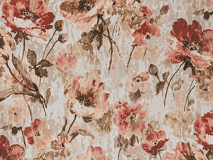 Burgundy Red Brown Taupe Pink Ivory Velvety Floral Velvety Upholstery Drapery Fabric