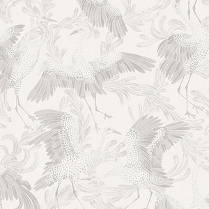 Schumacher Dancing Crane Wallpaper 3130 / Grey