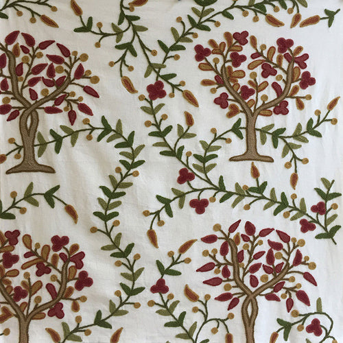 SCHUMACHER HIGHGROVE TREE CREWEL FABRIC 3415000 / MULBERRY