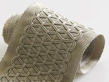Load image into Gallery viewer, 3&quot; Wide Geometric Embroidered Greige Taupe Beige Drapery Tape Trim