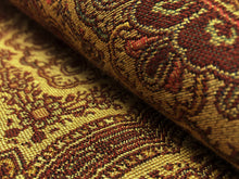 Load image into Gallery viewer, Valdese Weavers Crypton Stain &amp; Water Resistant Beige Red Medallion Tapestry Upholstery Fabric
