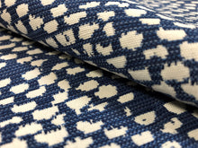 Load image into Gallery viewer, Bella-Dura Conga Indigo Indoor Outdoor Navy Blue Off White Abstract Animal Pattern Upholstery Drapery Fabric
