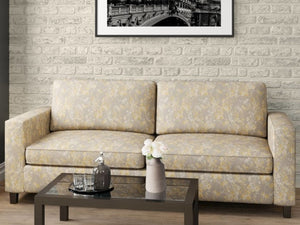 Heavy Duty Floral Tapestry Abstract Mustard Yellow Greige Ivory Upholstery Fabric