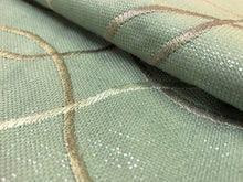 Load image into Gallery viewer, Kravet Design 33217-1615 Seafoam Gray Ogi Trellis Geometric Embroidered Silver Metallic Linen Blend Upholstery Fabric