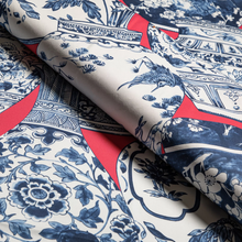 Load image into Gallery viewer, Lee Jofa Pandan Print Fabric / Chili/Blue