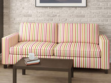 Load image into Gallery viewer, Heavy Duty White Pink Orange Green Yellow Stripe Upholstery Drapery Fabric