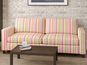 Heavy Duty White Pink Orange Green Yellow Stripe Upholstery Drapery Fabric