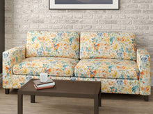 Load image into Gallery viewer, Heavy Duty Orange Navy Blue Cream Teal Floral Upholstery Drapery Fabric