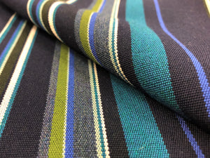 Navy Blue Teal Green Sunbrella Outdoor Marine Awning Stripe Upholstery Drapery Fabric