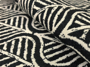 Designer Reversible Water & Stain Resistant Black White Leaf Pattern Upholstery Drapery Fabric