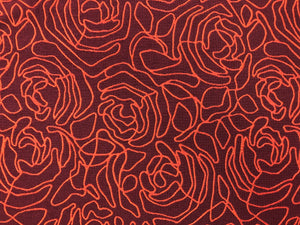 Reversible Designer Marsala Wine Red Orange Abstract Upholstery Fabric